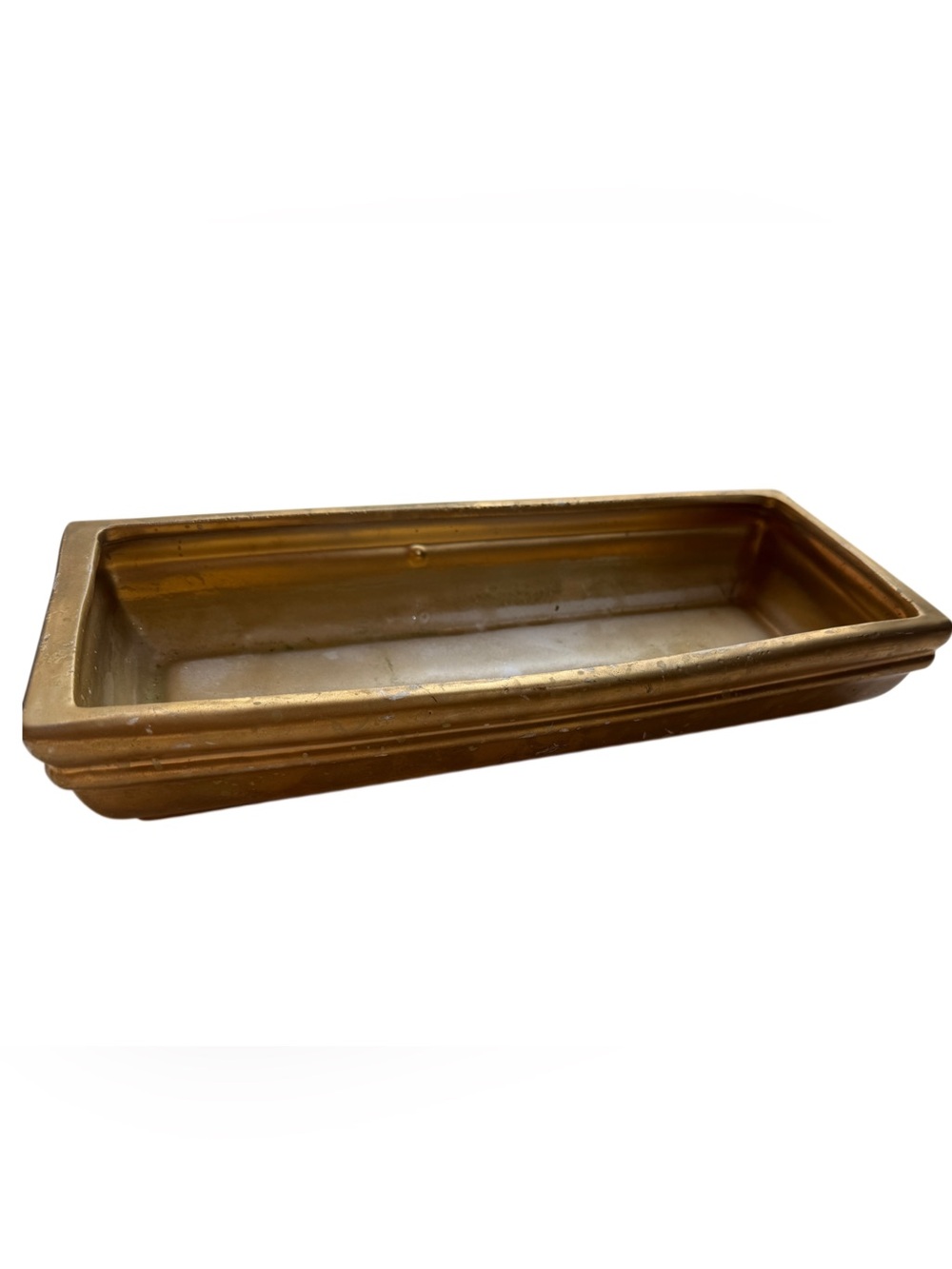 Gold Rectangular Ceramic Planter Tray - Decorative Home Bath Accent